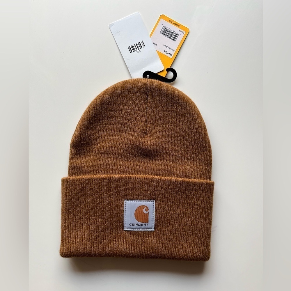 Carhartt Beige Beanie NWT Logo One Size Unisex Workwear Street Heritage Hip Hop
